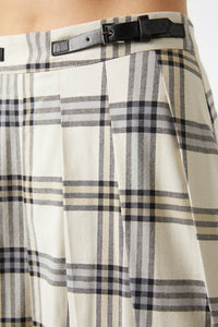 Dangerfield - Crescent Tartan Pleated Skirt - beige