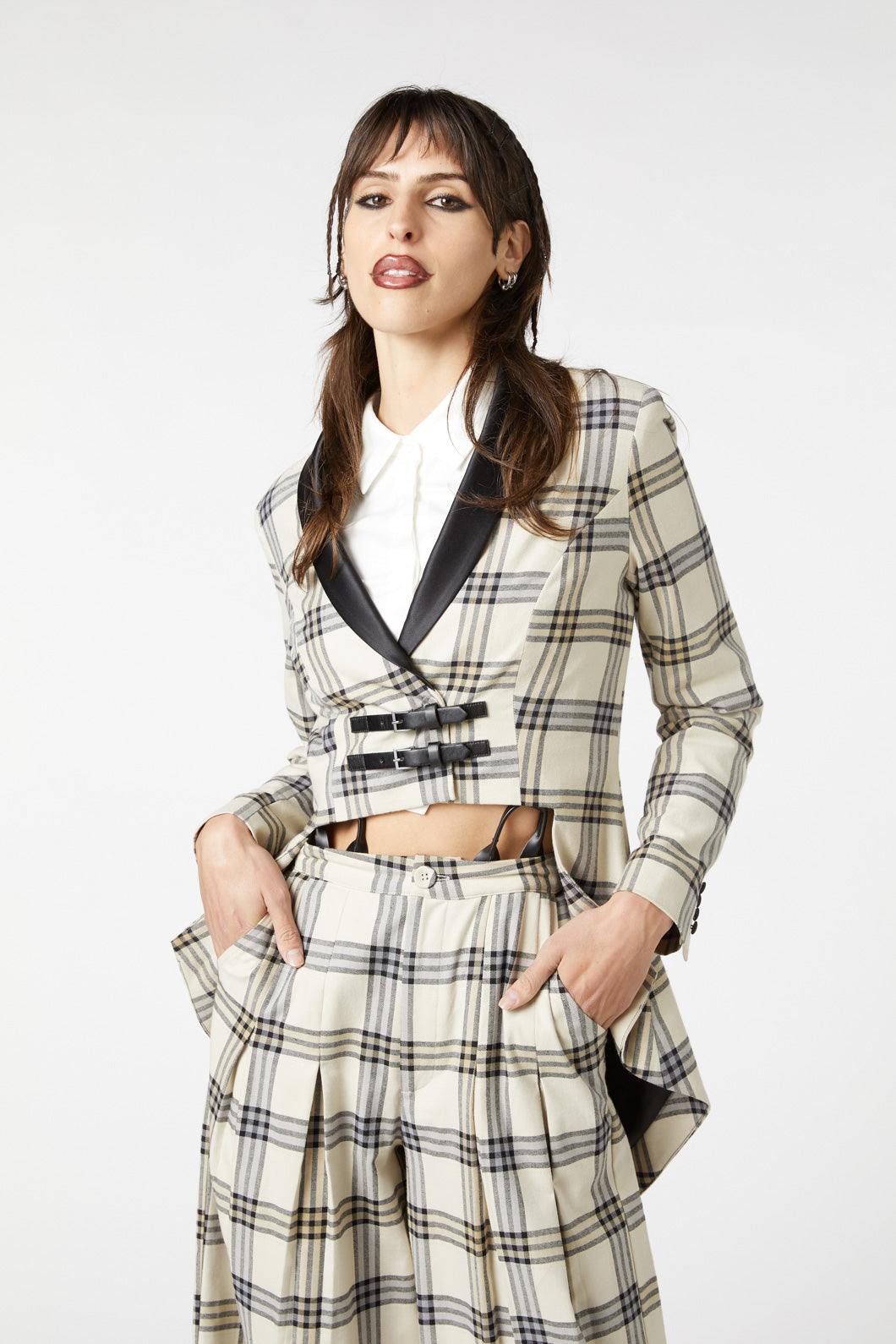Dangerfield - Crescent Tartan Tail Coat - beige