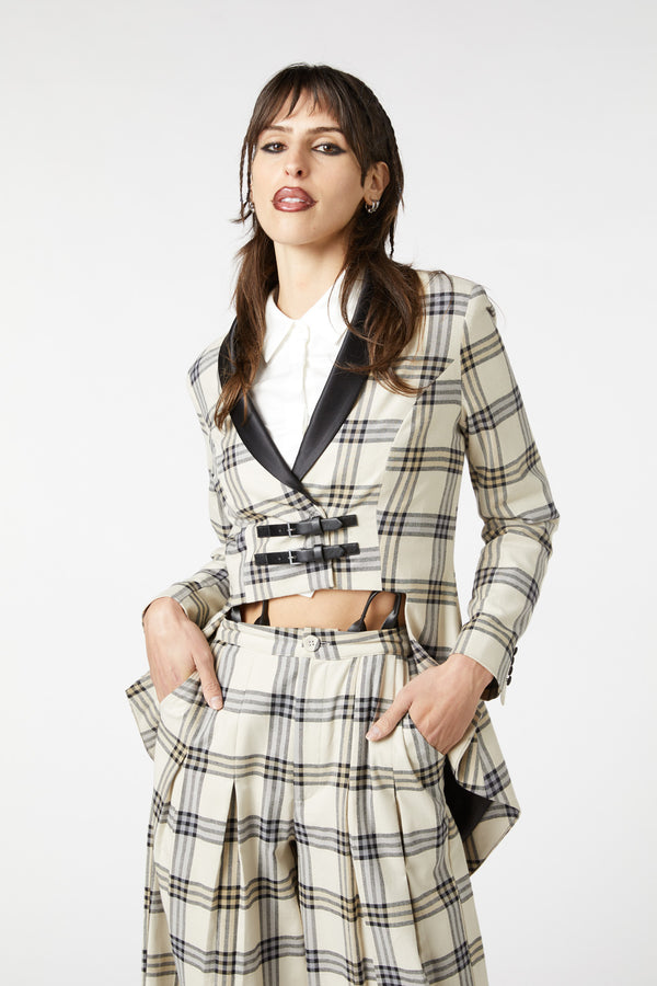 Dangerfield - Crescent Tartan Tail Coat - beige