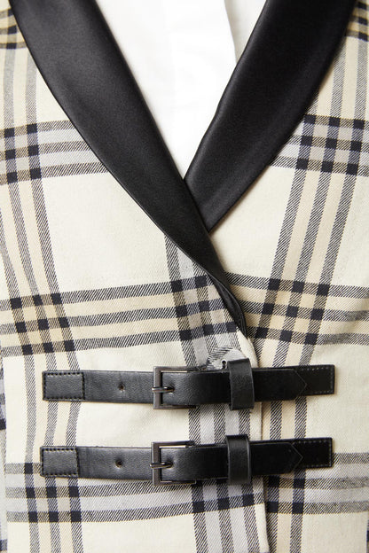 Dangerfield - Crescent Tartan Tail Coat - beige