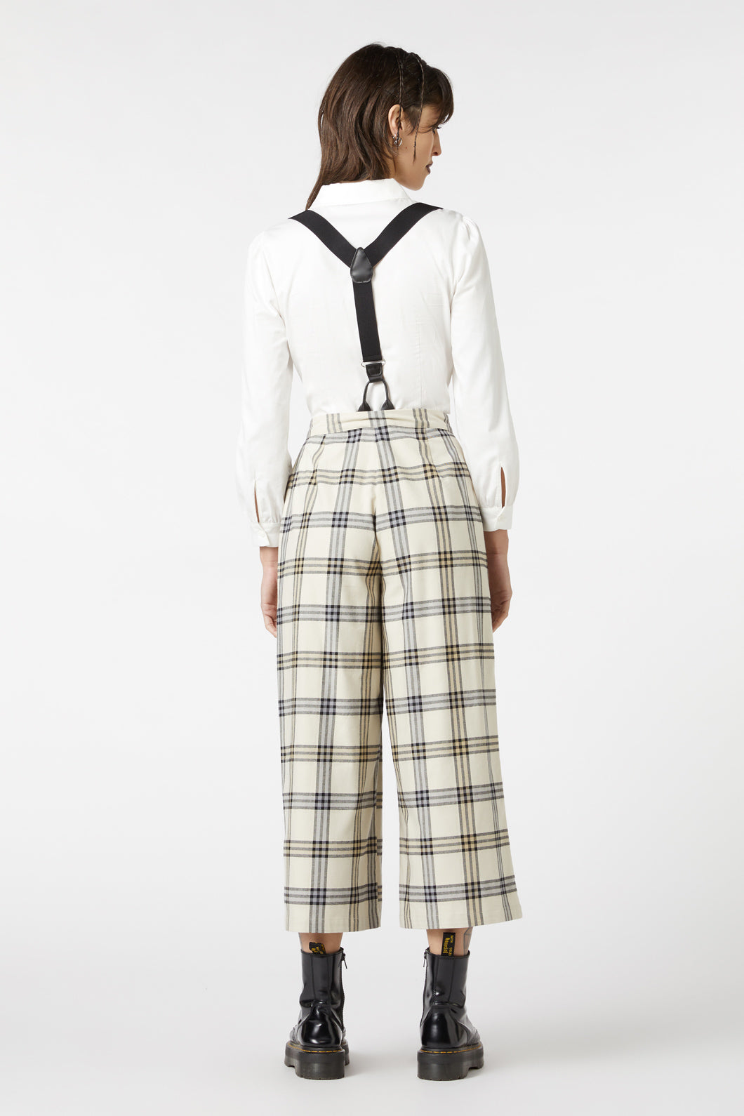 Dangerfield - Crescent Tartan Pleated Culottes - beige