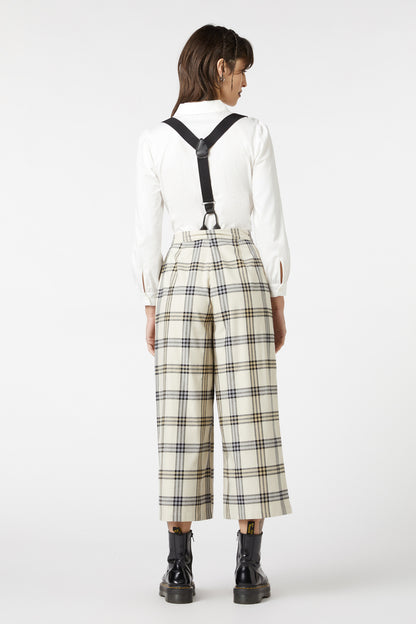 Dangerfield - Crescent Tartan Pleated Culottes - beige