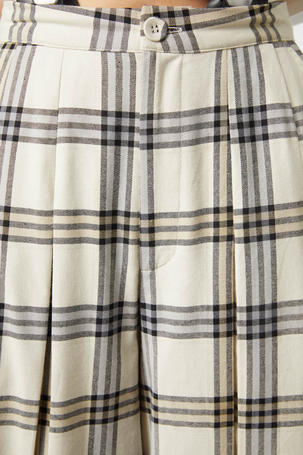 Dangerfield - Crescent Tartan Pleated Culottes - beige