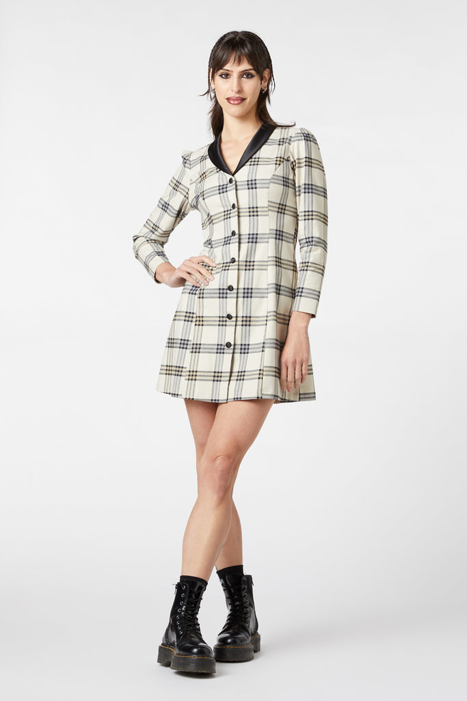 Sinclair Dress Tartan Women's Lapel Shirt Dress With Long Sleeve main image 1