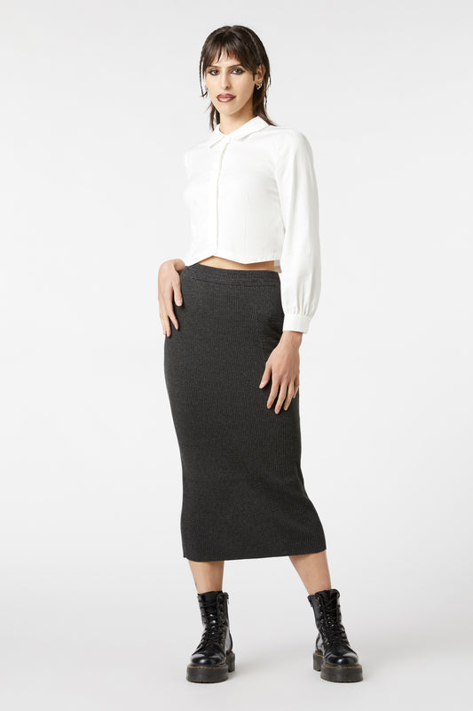 Dangerfield - Moon Sign Knit Skirt - charcoal