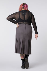 Dangerfield - Curve Time & Date Pleated Skirt - charcoal