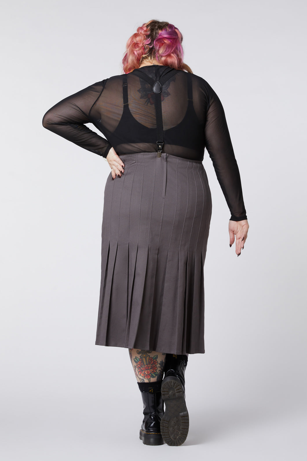 Dangerfield - Curve Time & Date Pleated Skirt - charcoal