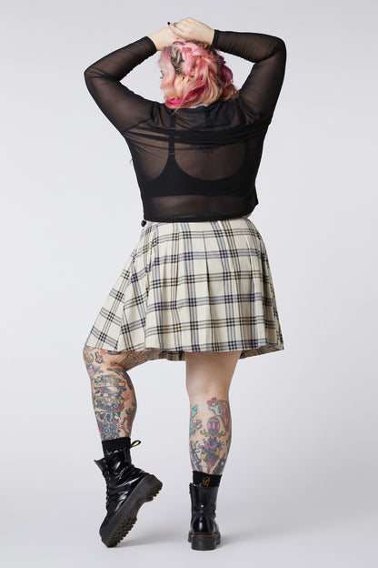 Dangerfield - Curve Crescent Tartan Pleat Skirt - beige