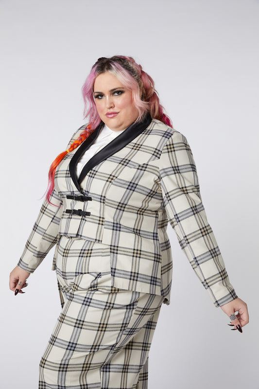 Dangerfield - Curve Crescent Tartan Tail Coat - beige