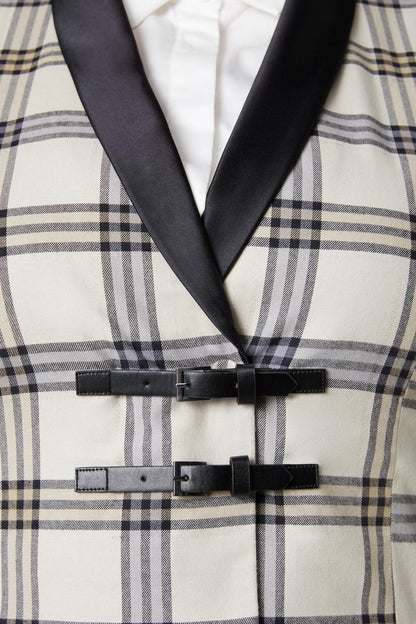 Dangerfield - Curve Crescent Tartan Tail Coat - beige