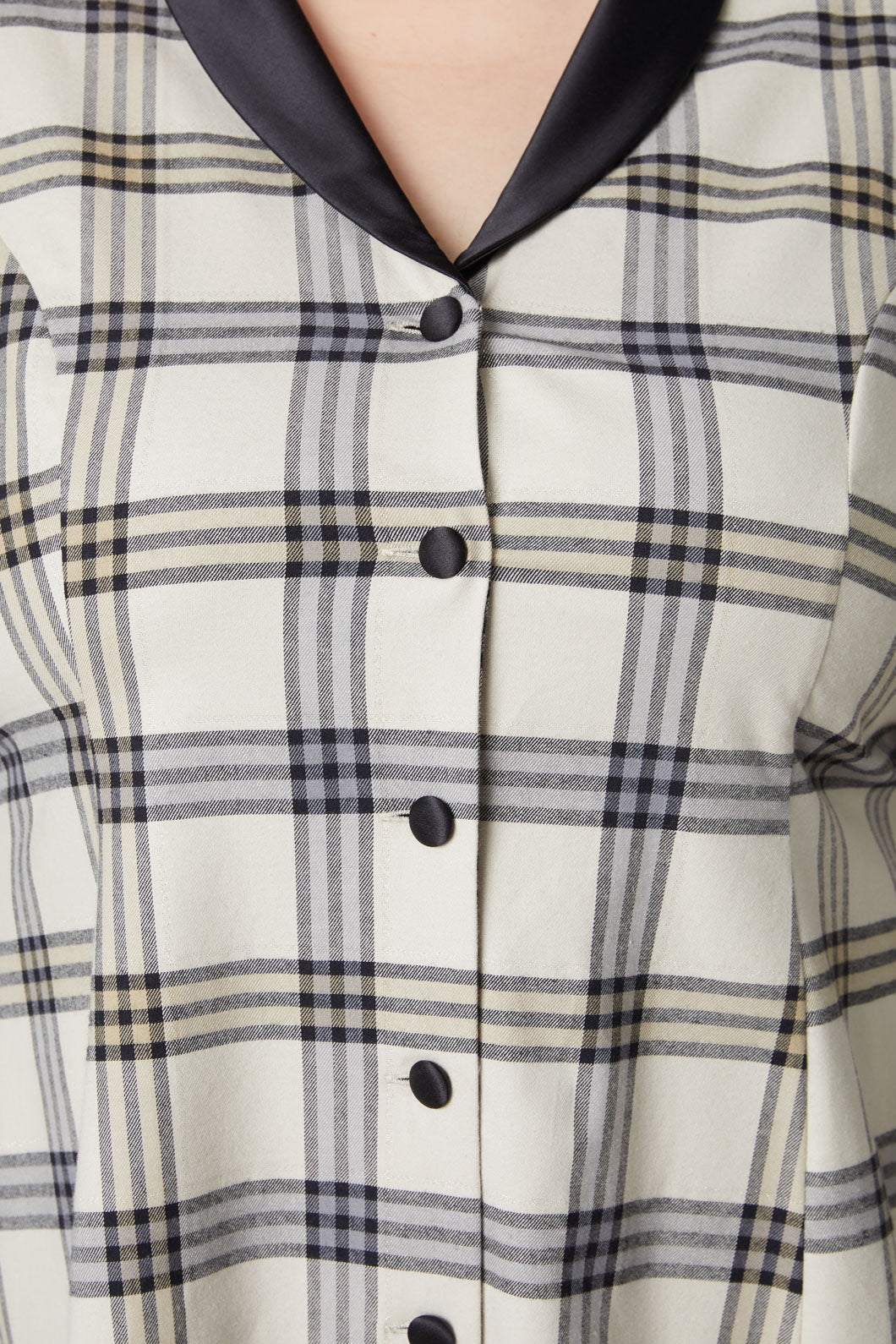 Dangerfield - Curve Crescent Tartan Long Sleeve Dress - beige