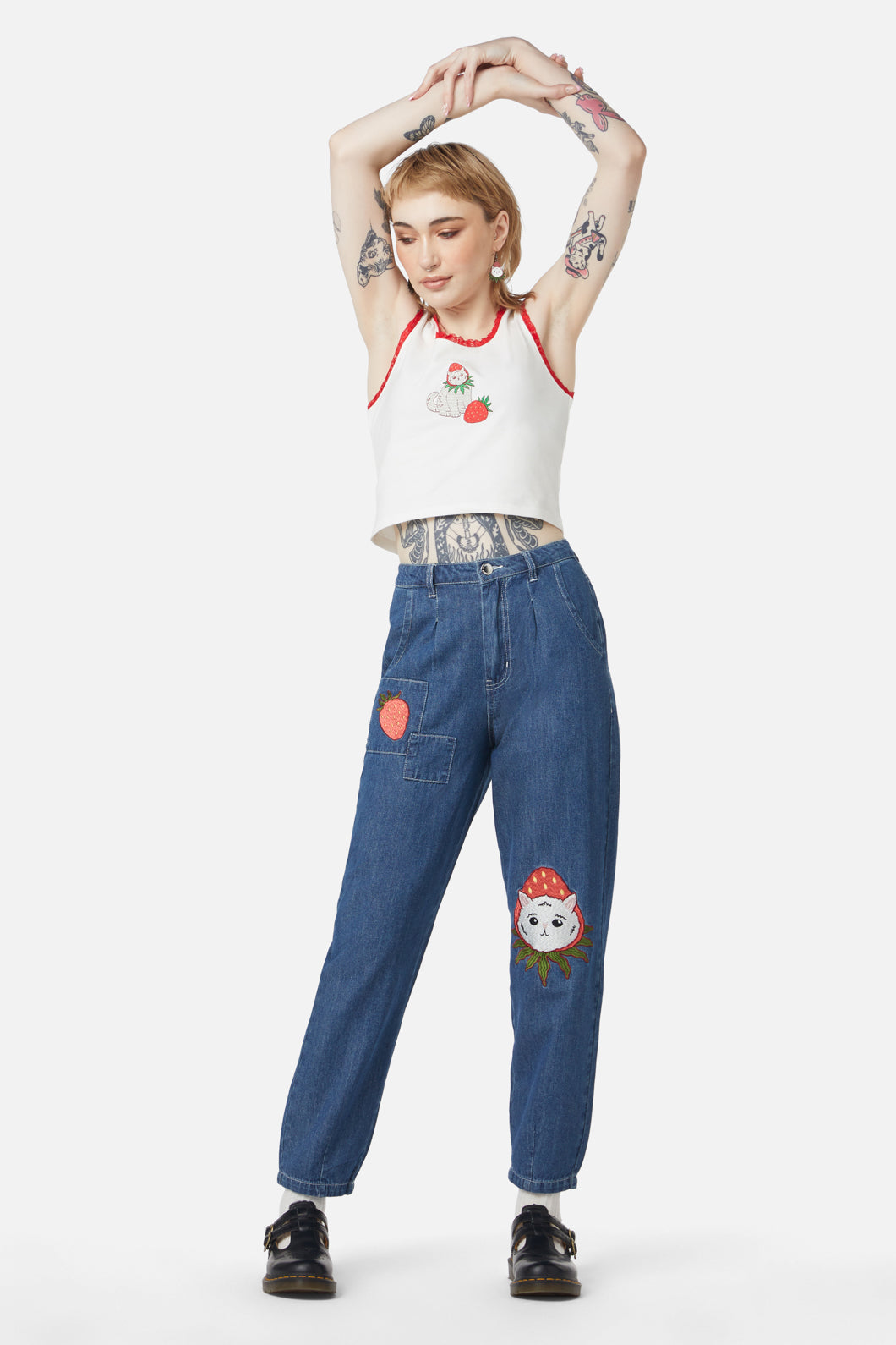 Dangerfield - Strawberry Patch Peg Leg Jeans - blue