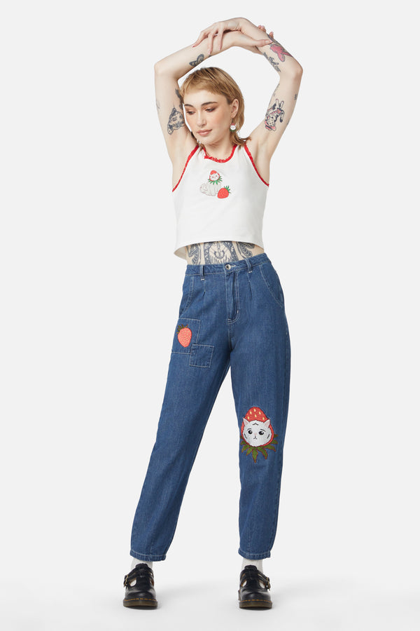 Dangerfield - Strawberry Patch Peg Leg Jeans - blue