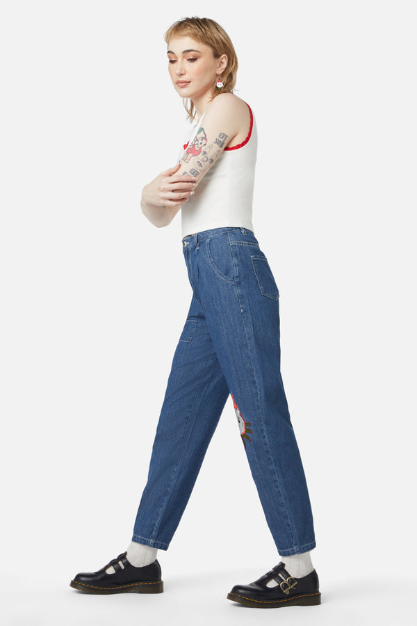 Dangerfield - Strawberry Patch Peg Leg Jeans - blue