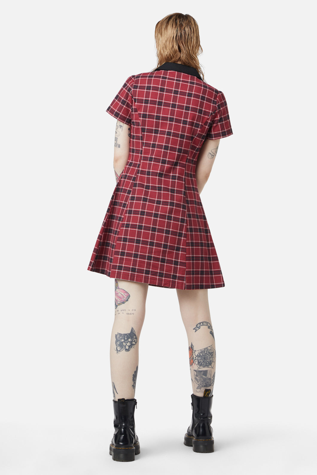 Dangerfield - Revenge Tartan Collar Dress - maroon