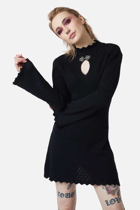 Dangerfield - Crochet Knit Mini Dress - black