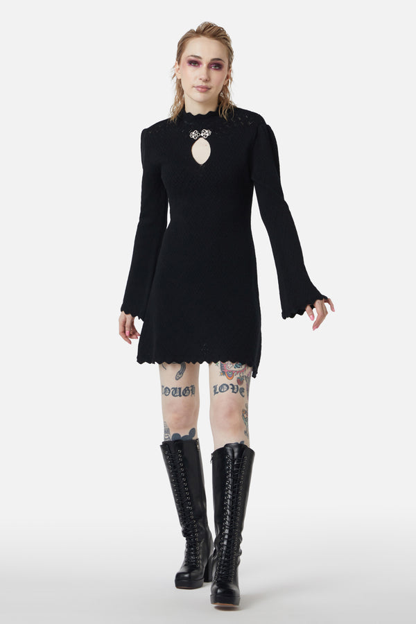 Dangerfield - Crochet Knit Mini Dress - black