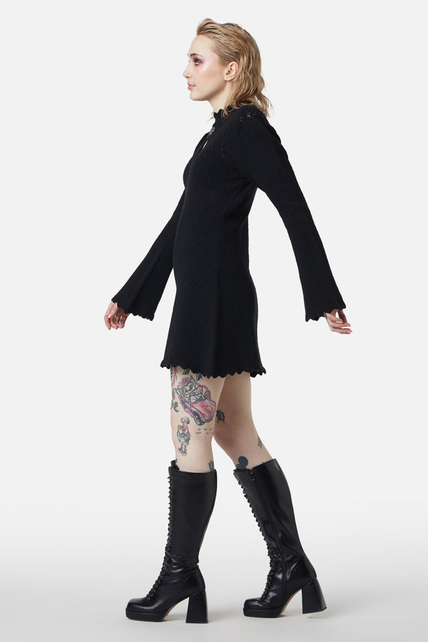 Dangerfield - Crochet Knit Mini Dress - black