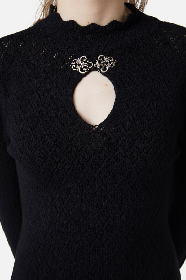 Dangerfield - Crochet Knit Mini Dress - black