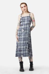 Dangerfield - Love Her Printed Satin Split Dress - grey
