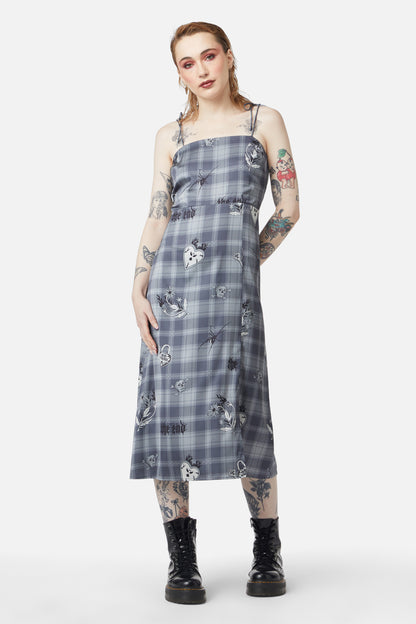 Dangerfield - Love Her Printed Satin Split Dress - grey