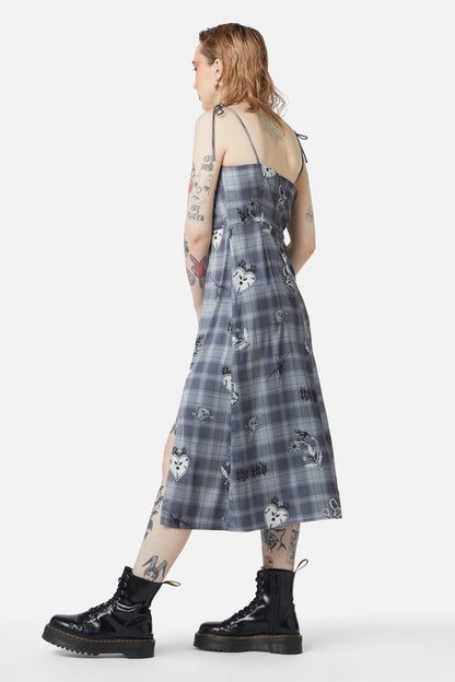Dangerfield - Love Her Printed Satin Split Dress - grey