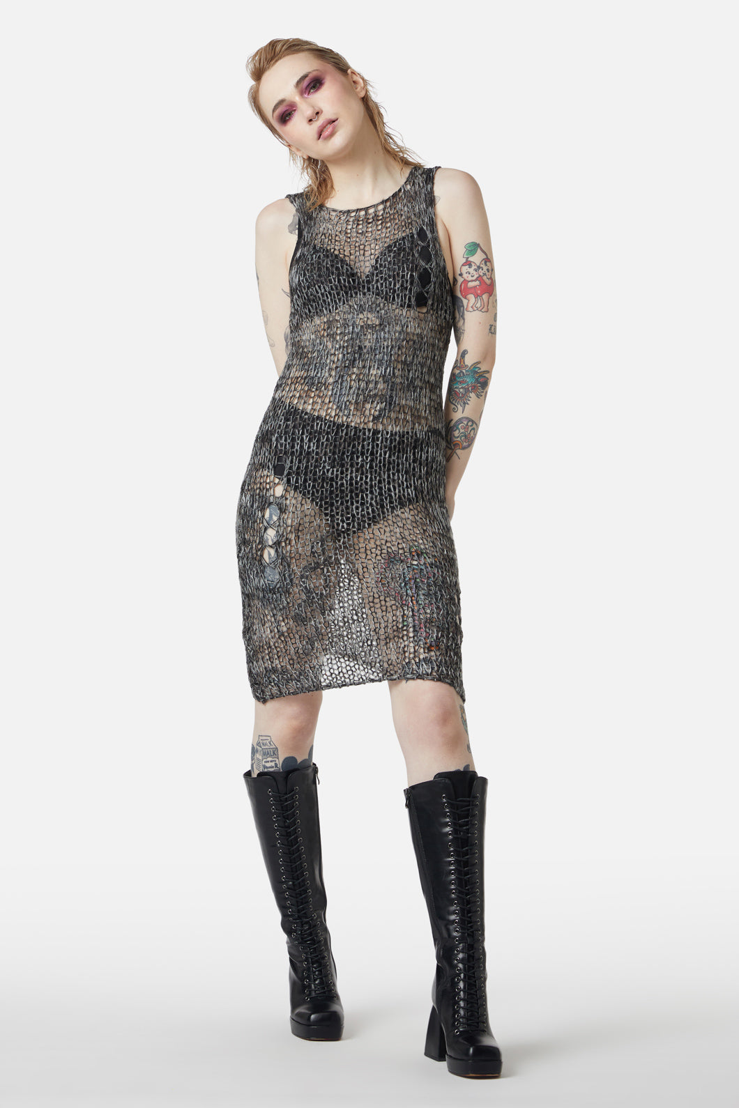 Dangerfield - Misery Distressed Knit Dress - black