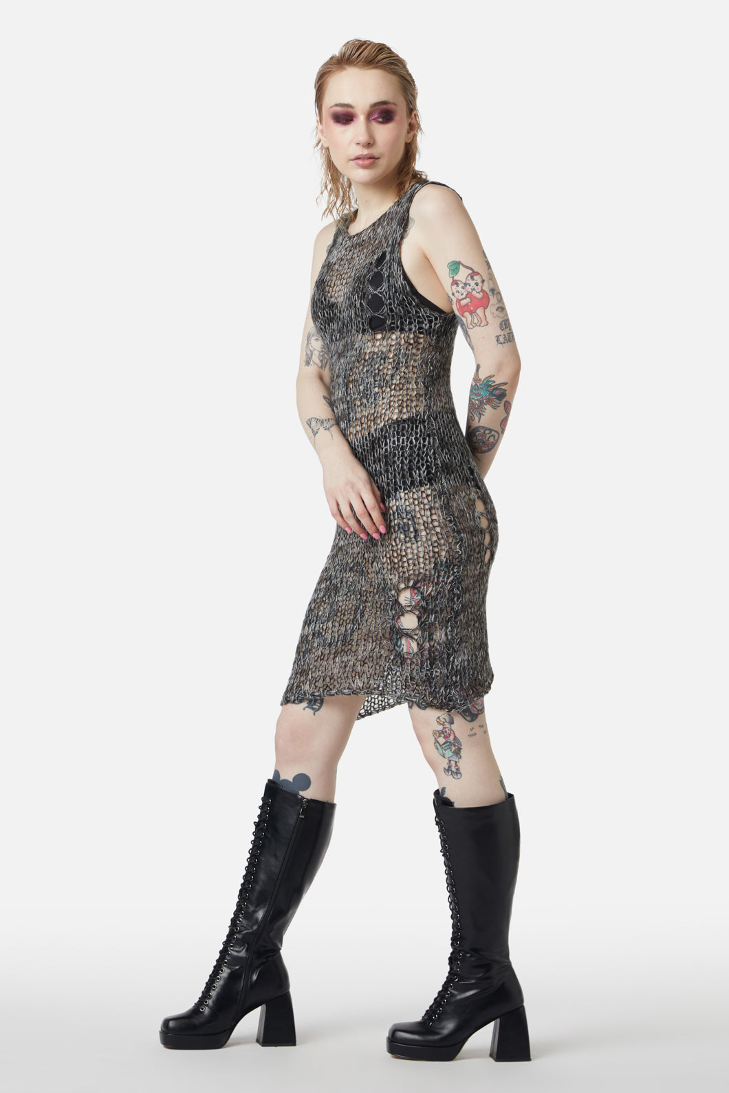 Dangerfield - Misery Distressed Knit Dress - black