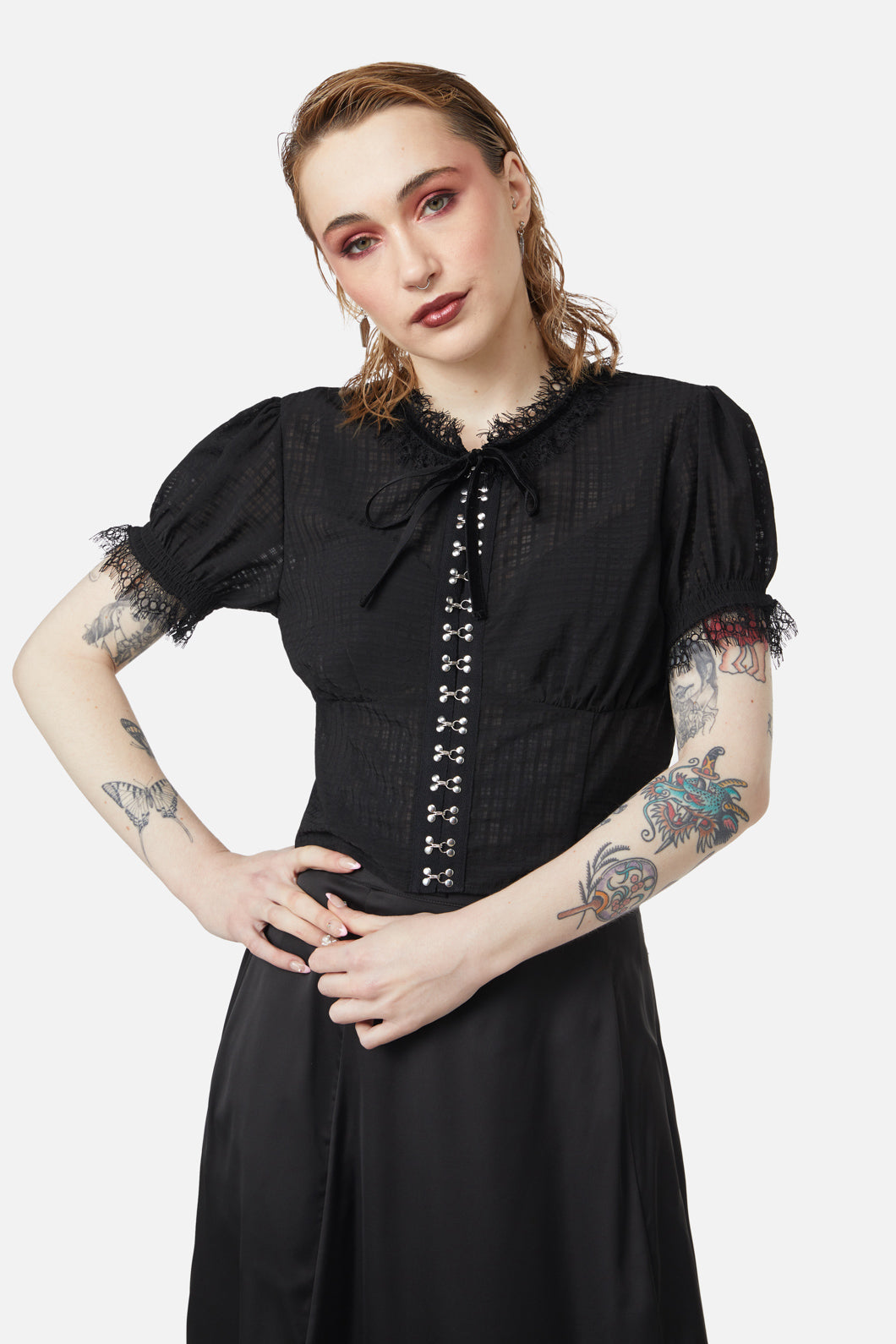 Dangerfield - Time Passing Romantic Lace Blouse - black