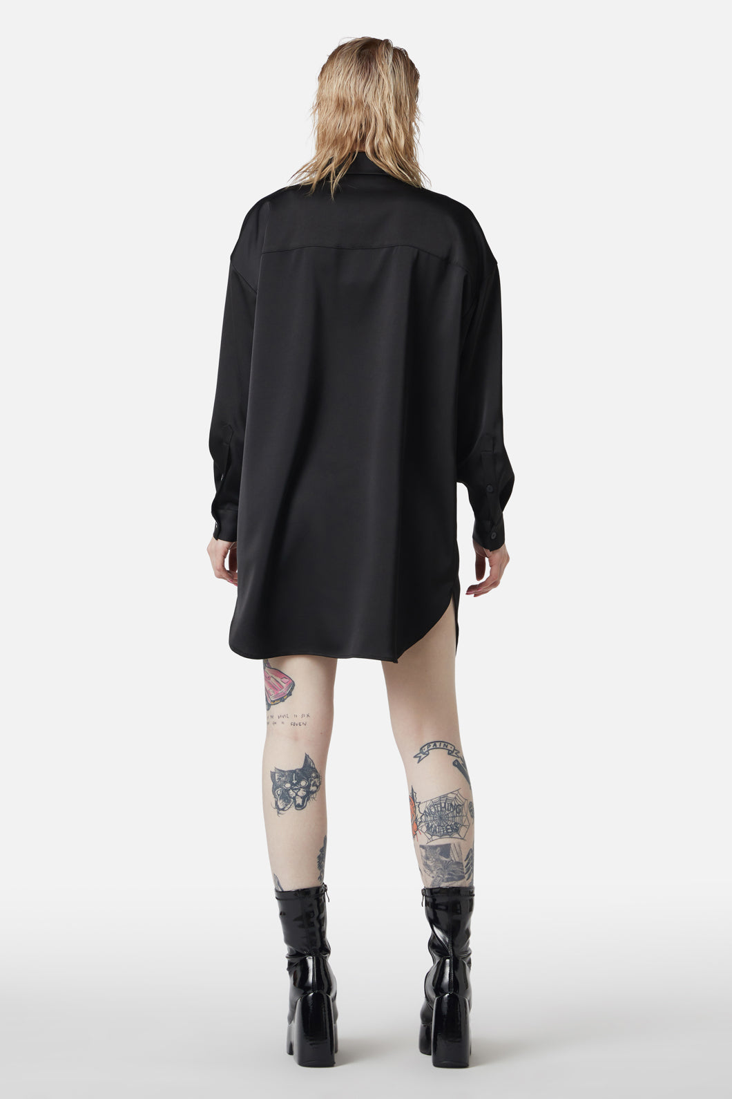 Dangerfield - Satin Tux Shirt Dress - black