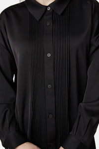 Dangerfield - Satin Tux Shirt Dress - black