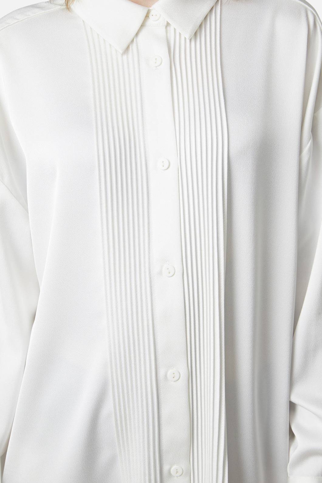 Dangerfield - Satin Tux Shirt Dress - cream