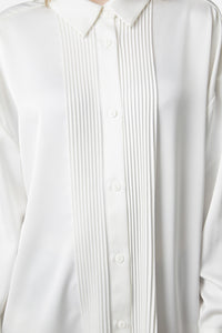 Dangerfield - Satin Tux Shirt Dress - cream