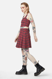 Dangerfield - Revenge Tartan Pleated Skirt - maroon