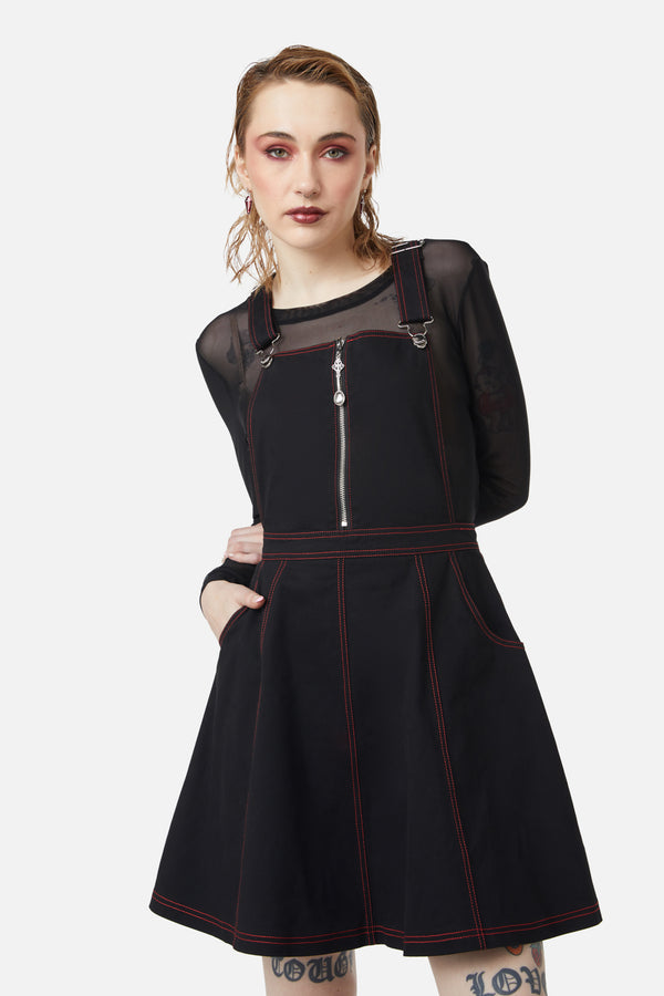 Dangerfield - Defrauded Contrast Stitch Pinafore - black