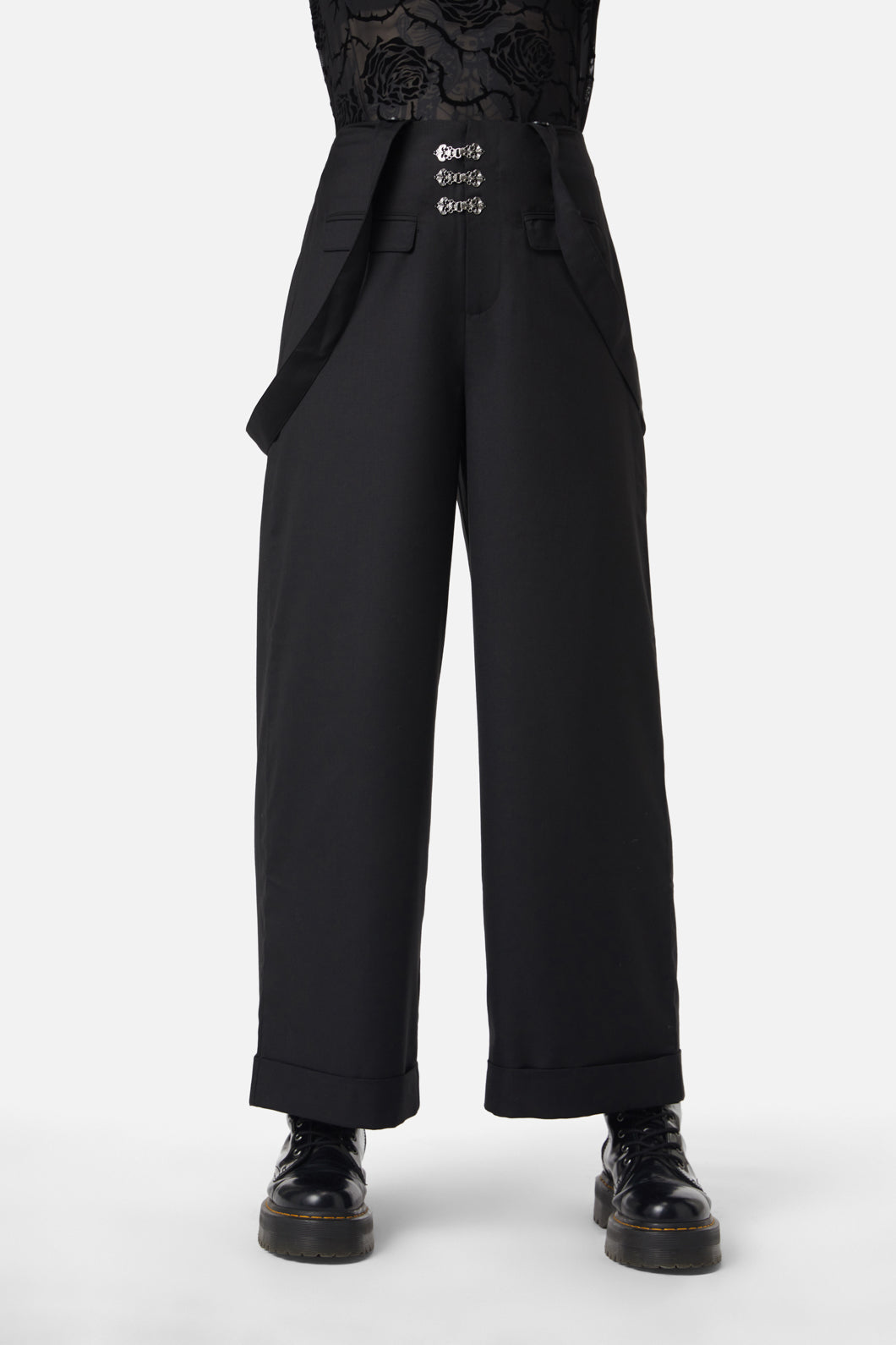 Dangerfield - Ornate Tux High Rise Pant - black