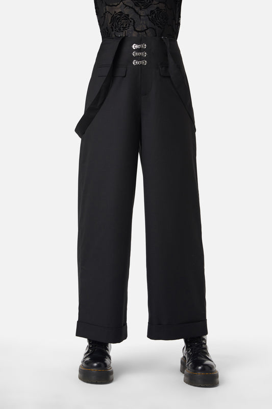 Dangerfield - Ornate Tux High Rise Pant - black