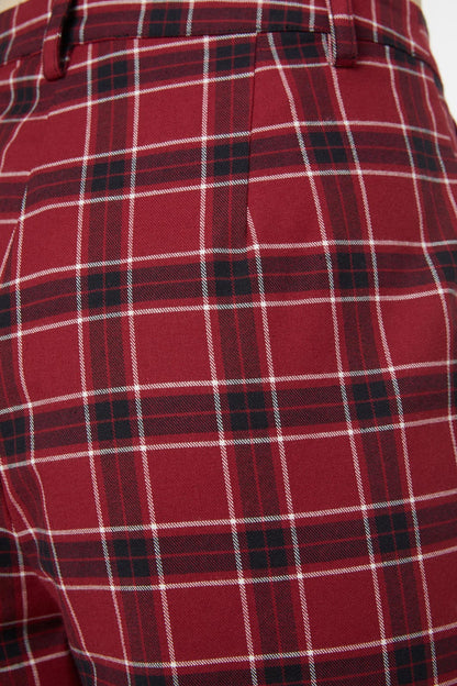 Dangerfield - Revenge Tartan Brace Trouser - maroon