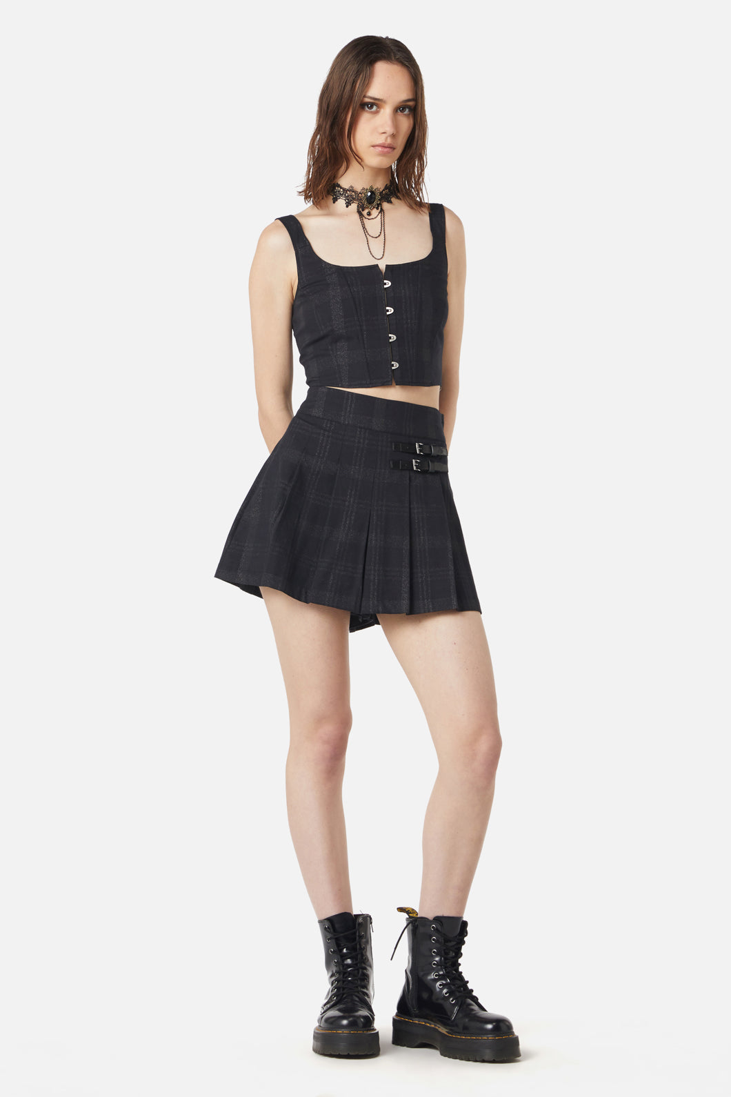 Dangerfield - High Society Tartan Corset - black