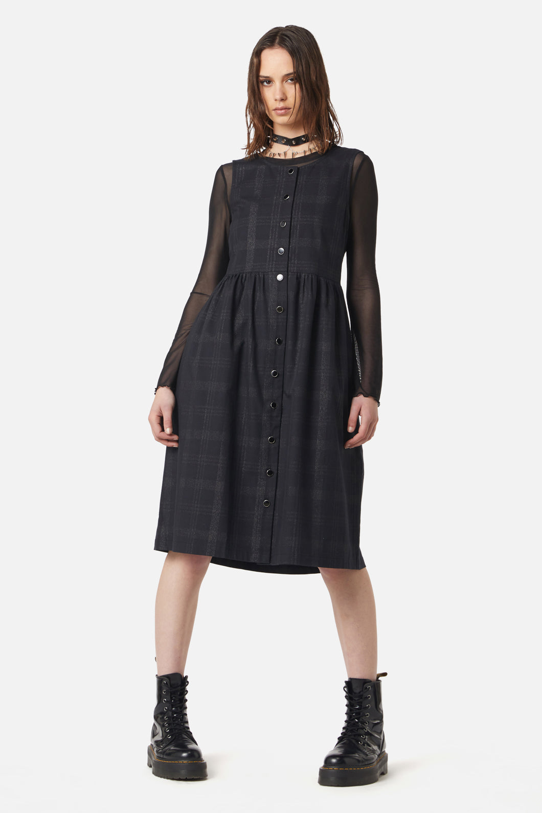 Dangerfield - High Society Tartan Pinny Dress - black