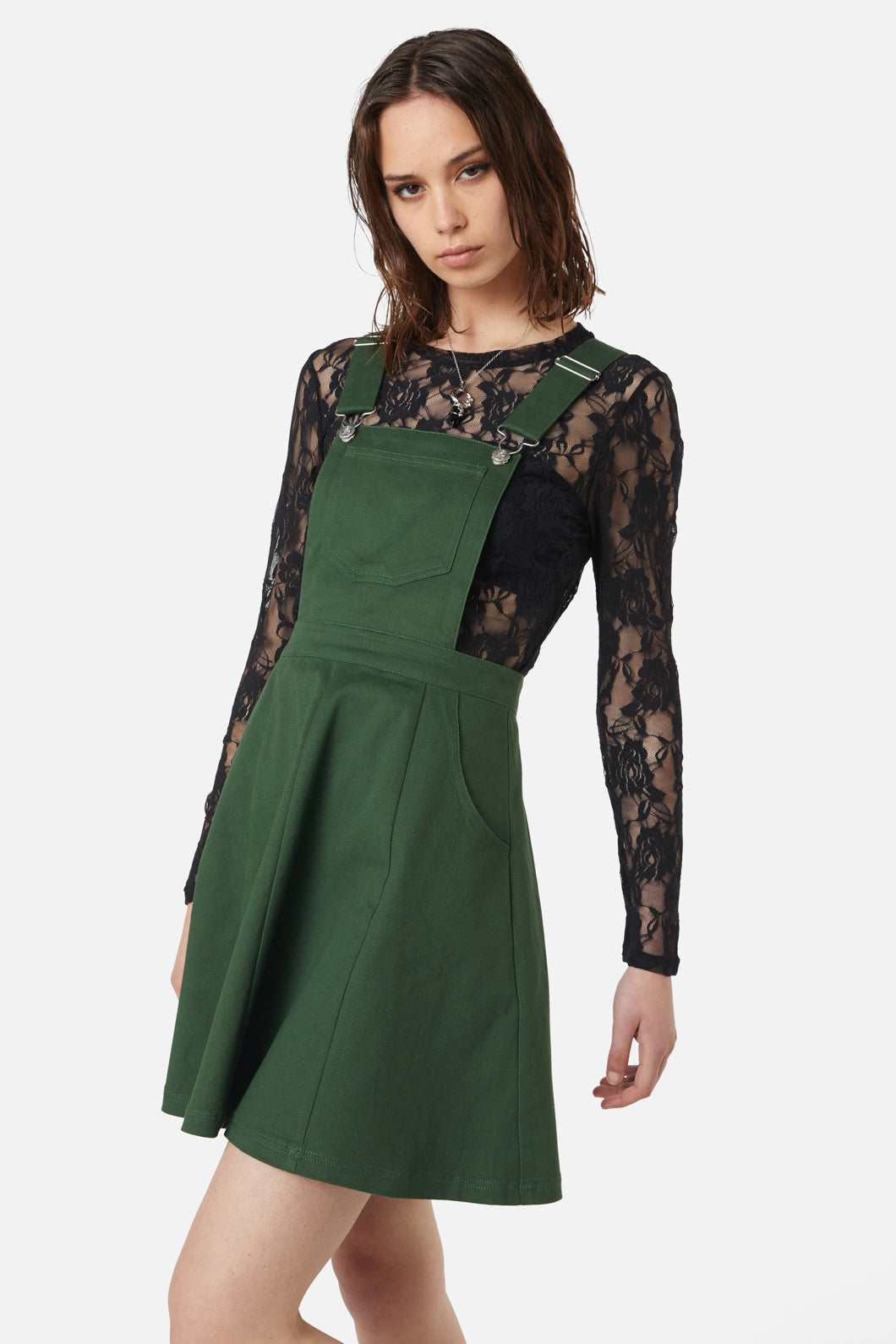 Dangerfield - Unity Bib & Brace Pinafore - green