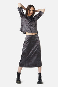 Dangerfield - Ruined Mansion Satin Brocade Skirt - black