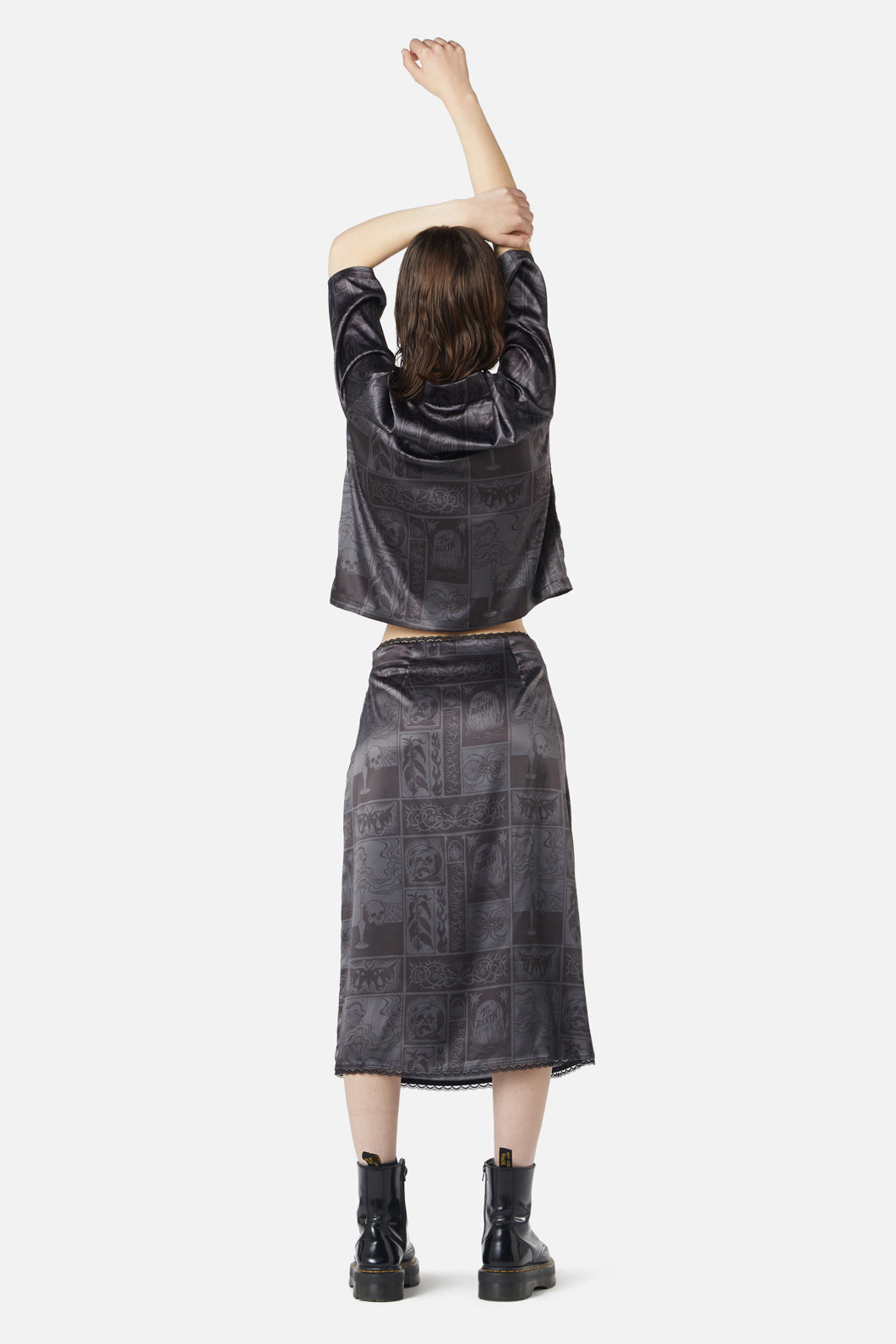 Dangerfield - Ruined Mansion Satin Brocade Skirt - black