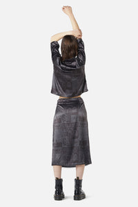 Dangerfield - Ruined Mansion Satin Brocade Skirt - black