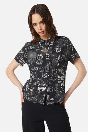 Dangerfield - Lover's Departure Printed Blouse - black