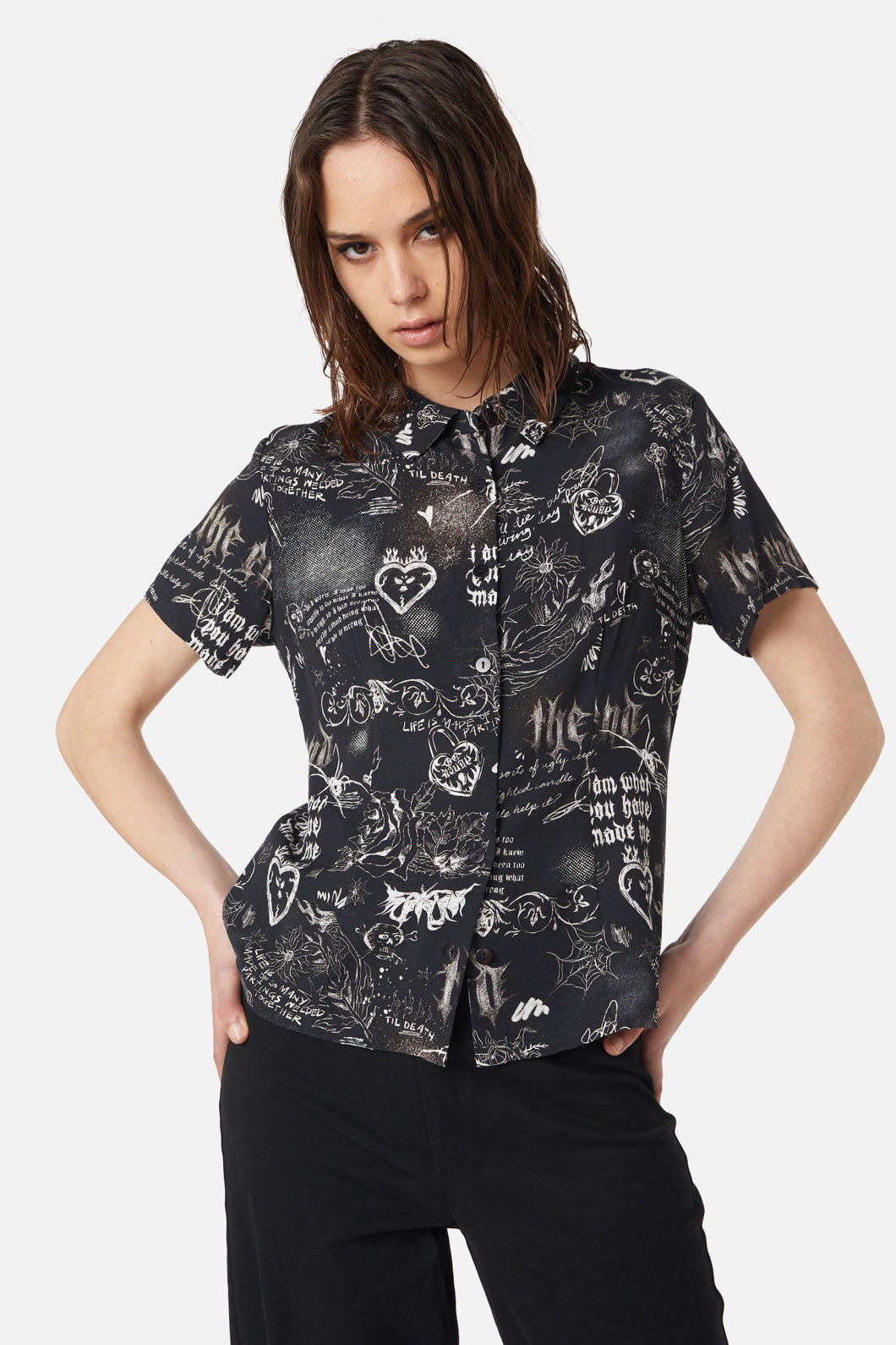 Dangerfield - Lover's Departure Printed Blouse - black