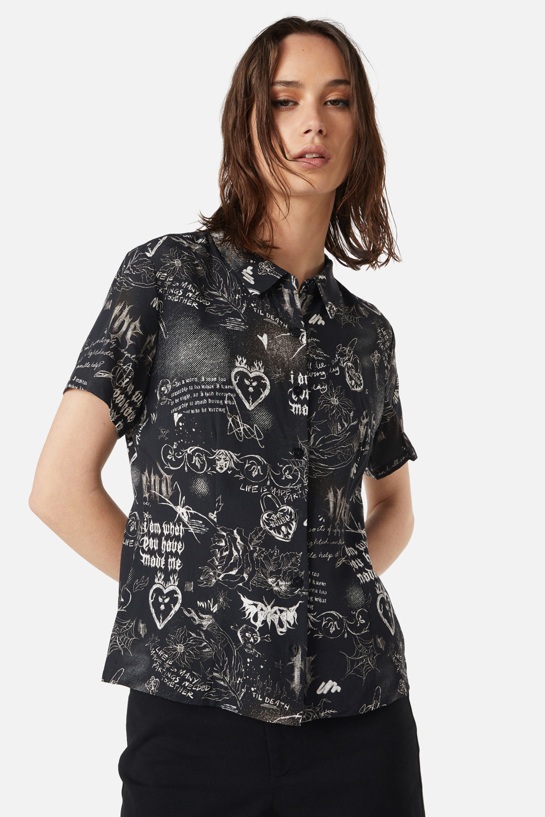 Dangerfield - Lover's Departure Printed Blouse - black