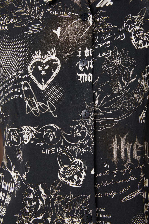 Dangerfield - Lover's Departure Printed Blouse - black