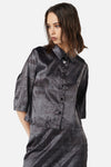 Dangerfield - Ruined Mansion Satin Brocade Blouse - black-grey