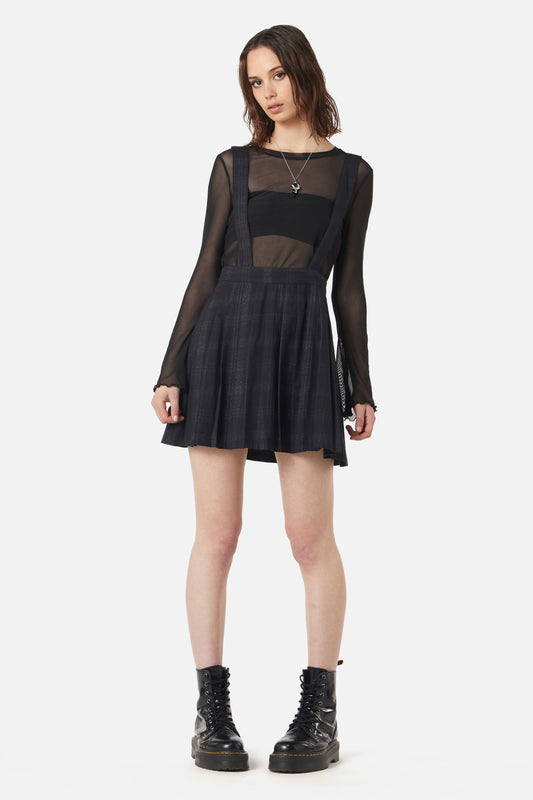 Dangerfield - High Society Pleated Tartan Skirt - black